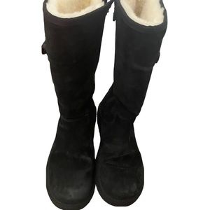 Ugg Australia tall boots high Black zip with Buckles cargo pockets Retro Size 10
